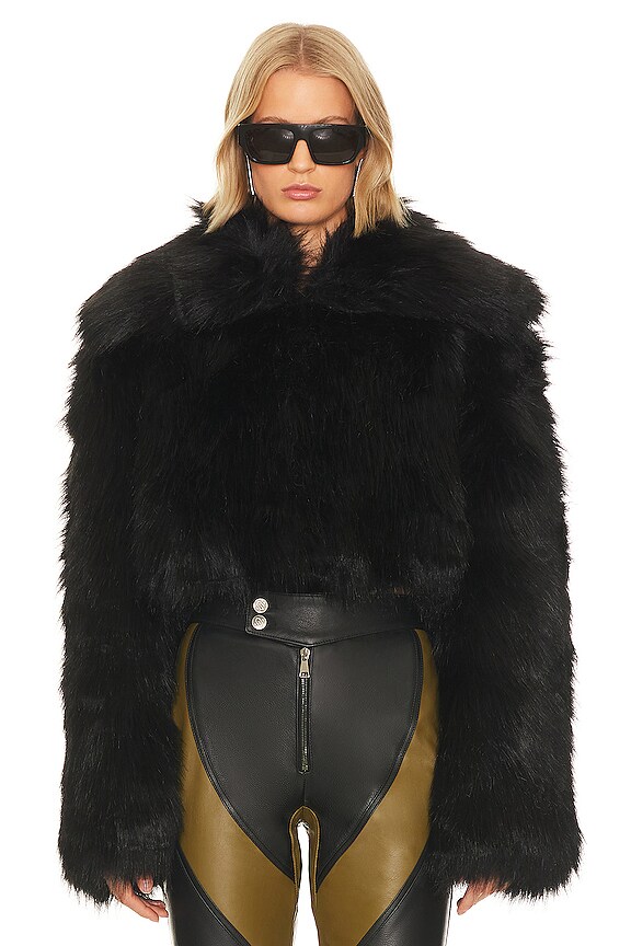 view 2 of 5 Big Collar Faux Fur Coat in Black