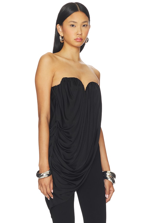 view 2 of 5 Asymmetric Drape Top in Black