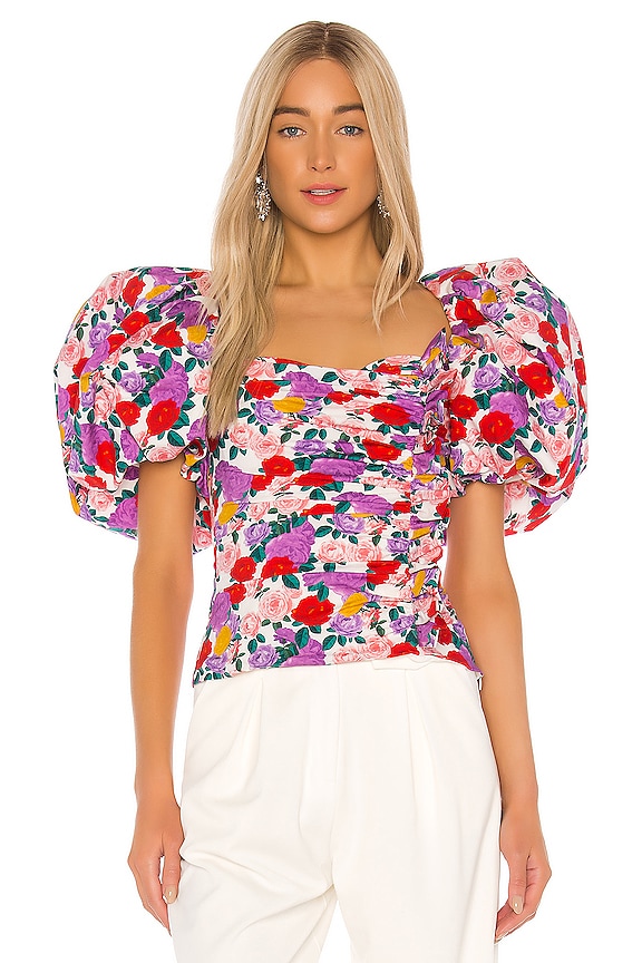 view 2 of 5 플로럴 퍼프소매탑 in White