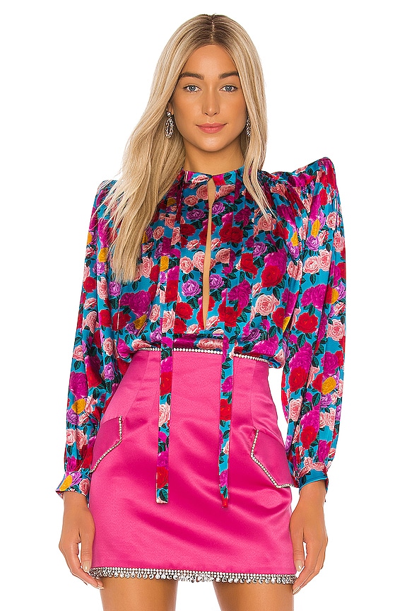 view 2 of 5 플로럴 매듭 블라우스 in Light Blue