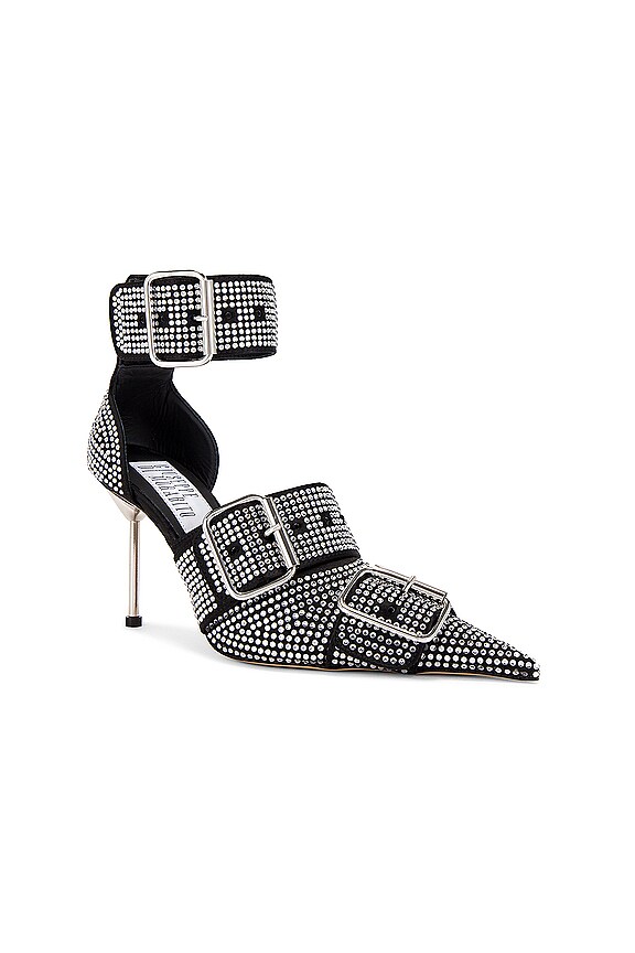view 2 of 5 Buckles Rhinestone Heels in Black & Crystal