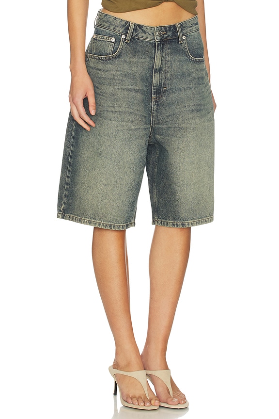 view 2 of 6 Susara High Waisted Shorts in Blue & Green Wash