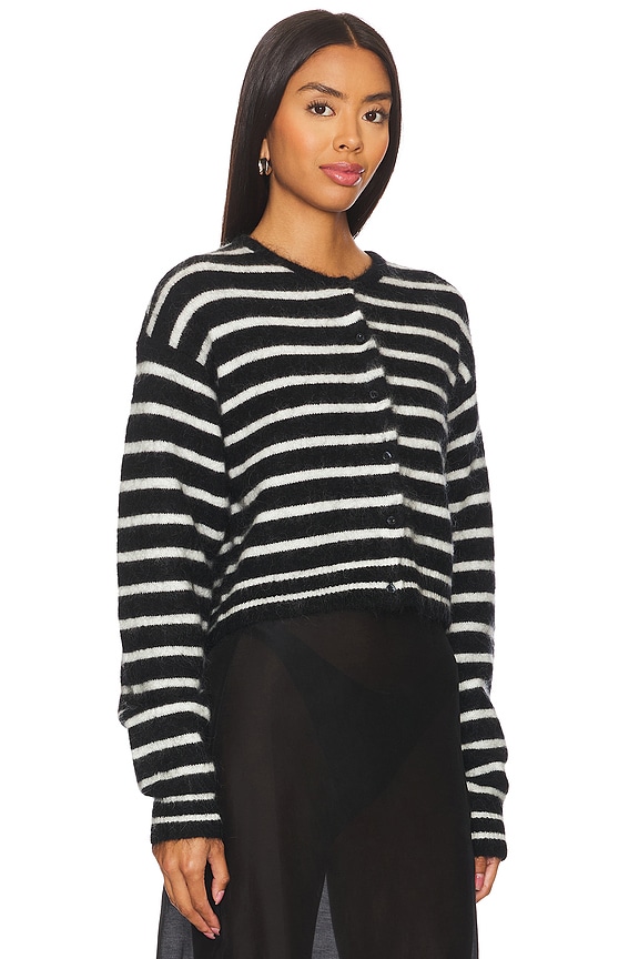 view 2 of 4 GILET DEBBIE SHORT in Black & White Stripe