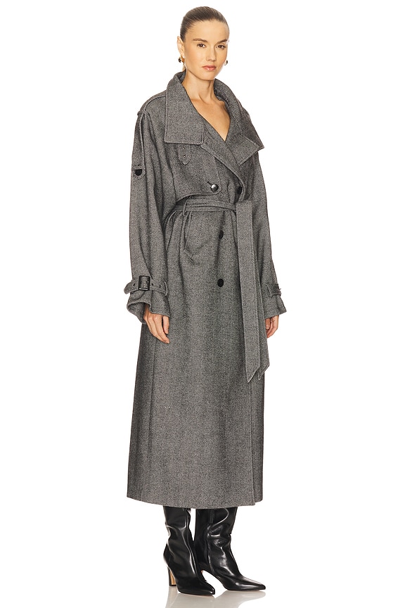 view 2 of 4 Avic Long Coat in Herringbone Black & Grey
