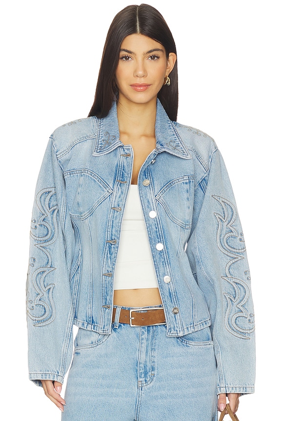 view 1 of 5 X Barbie Stacie Jacket in Vintage Blue Denim