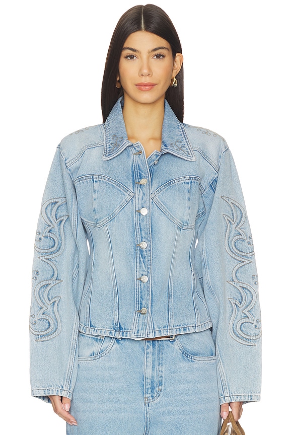 view 2 of 5 X Barbie Stacie Jacket in Vintage Blue Denim