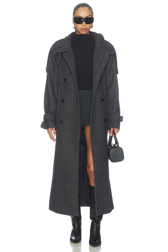 view 2 of 4 Avic Long Coat in Black & Grey