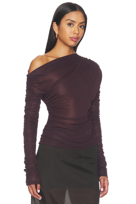 view 2 of 4 Vedae Long Sleeve Top in Deep Plum