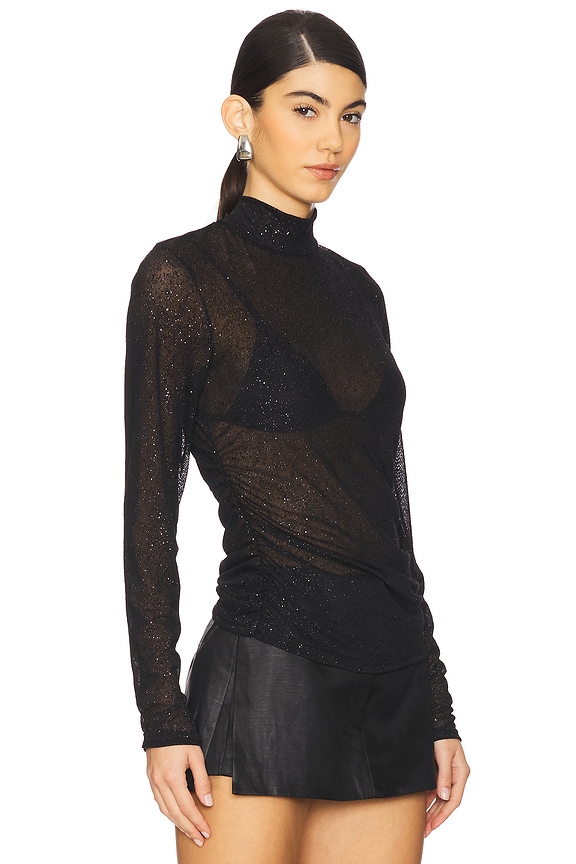 view 2 of 5 Glimma High Neck Blouse in Black Glitter
