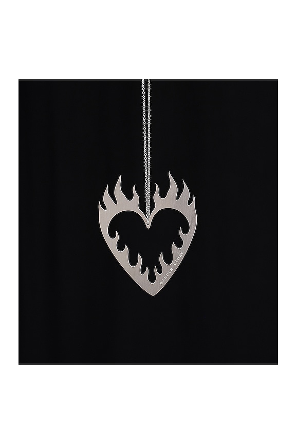 view 2 of 5 Flaming Heart Ornament in Silver