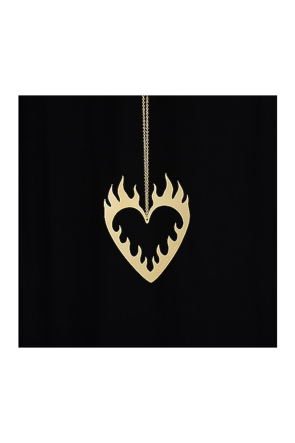 view 2 of 5 Flaming Heart Ornament in Gold