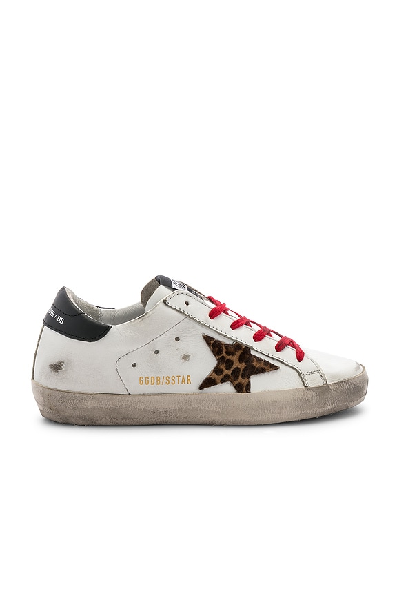 Golden Goose Superstar Sneaker in White, Black & Animalier | REVOLVE
