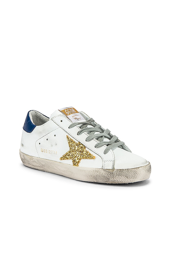 view 2 of 6 Superstar Sneaker in White, Navy & Gold Glitter