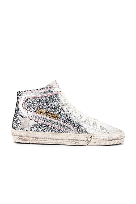view 1 of 6 SNEAKERS SLIDE in Sparkling Glitter, Pink & White Star
