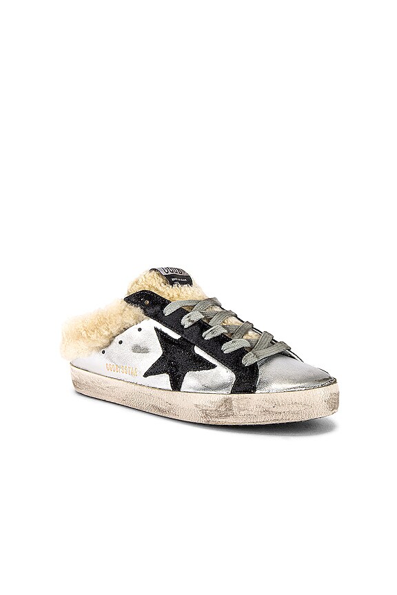 view 2 of 6 КРОССОВКИ SUPERSTAR SABOT in Silver, Black Leather & Shearling