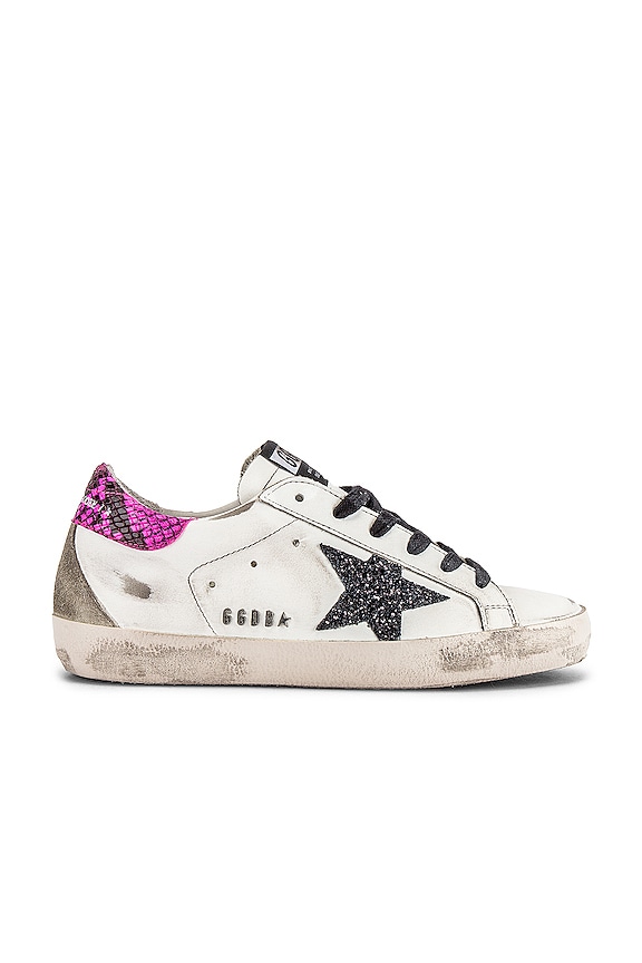 view 1 of 6 Superstar Sneaker in White, Fuchsia Python & Glitter Star
