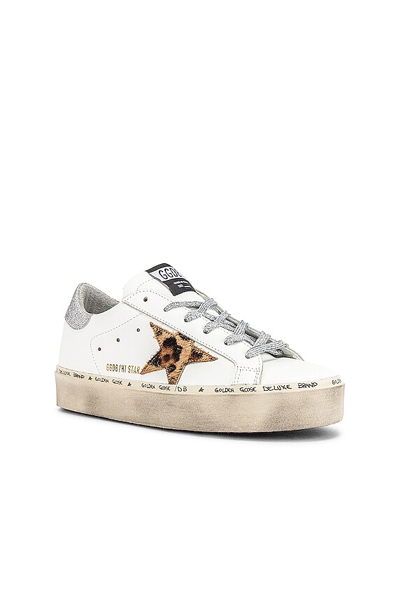 view 2 of 6 SNEAKERS HI STAR in White Leather, Leopard & Lurex Lace