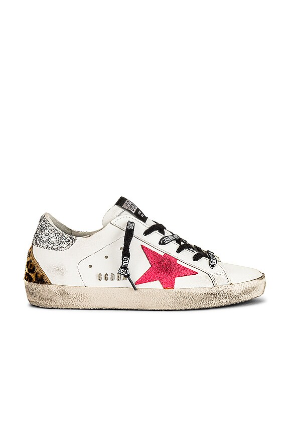 view 1 of 6 Superstar Sneaker in White, Fuchsia Fluorescent, Silver & Brown Leopard