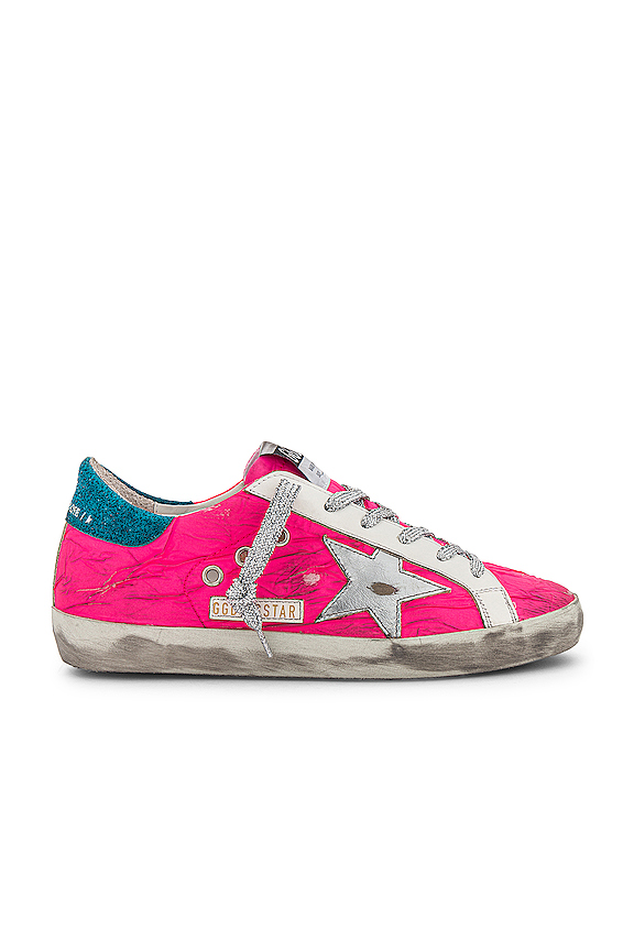 Golden Goose Superstar Sneaker in Fuchsia, Silver & Turquoise | REVOLVE