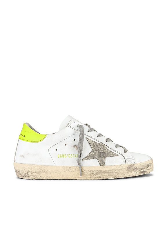 Golden Goose Superstar Sneaker in White, Ice, & Lime Green | REVOLVE