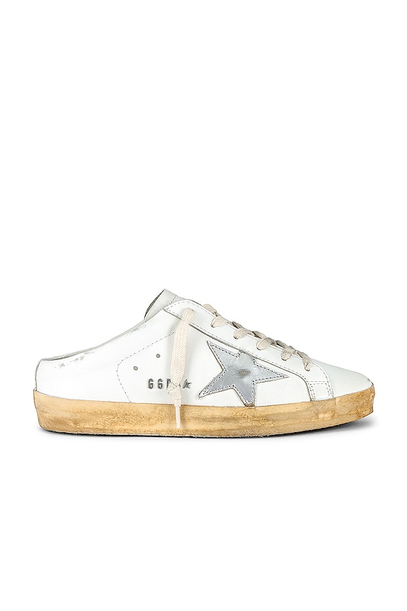 Golden Goose Super-Star Sneaker in White & Silver | REVOLVE
