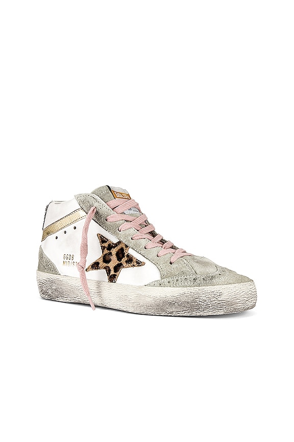view 2 of 6 SNEAKERS MID STAR in White, Beige, Brown Leopard, Ice, & Platinum Silver