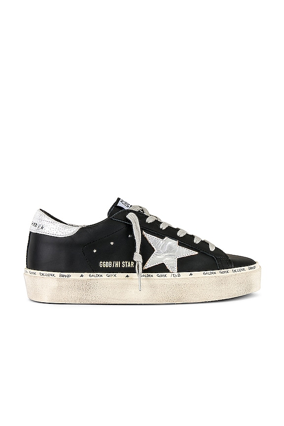 Golden Goose Hi Star Sneaker in Black & Silver | REVOLVE