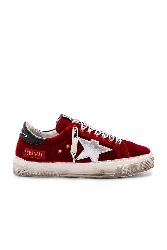 view 1 of 6 May Sneaker in Red Velvet & Silver Star