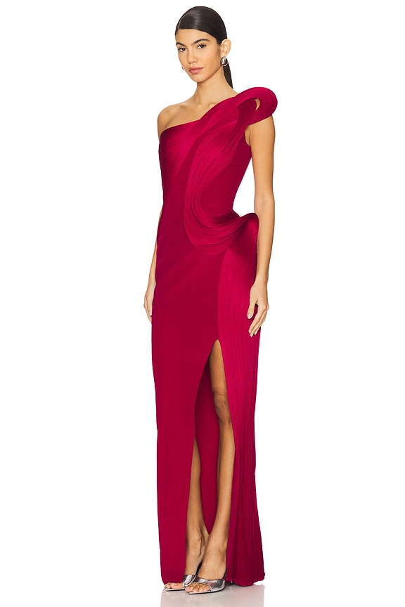 view 2 of 3 The Molded Wave Gown in Fuchsia
