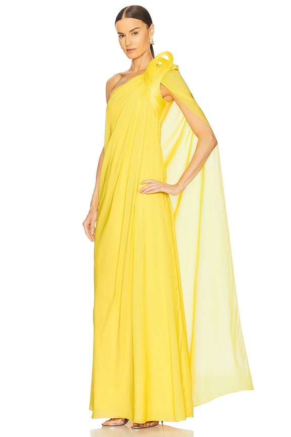 view 2 of 3 SOLARIS ワンショルダーガウン in Canary Yellow