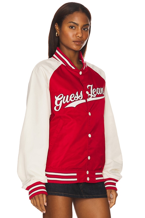 view 2 of 4 Raglan Patch Bomber Jacket in Rugby Red