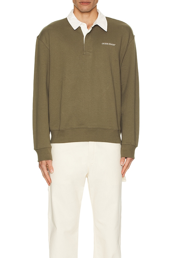 view 4 of 4 Long Sleeve Rugby Polo in Olive Light Green