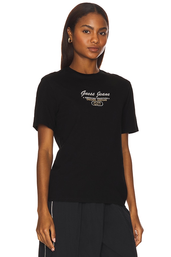 view 2 of 5 Short Sleeve Slim Script Tee in Jet Black