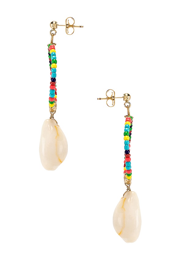 view 2 of 2 Rainbow Beaded Shell Earring in Multi