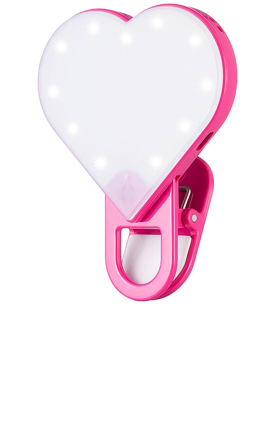 view 2 of 7 Riki Sweetheart Selfie Light And Touch Up Mirror in Hot Pink