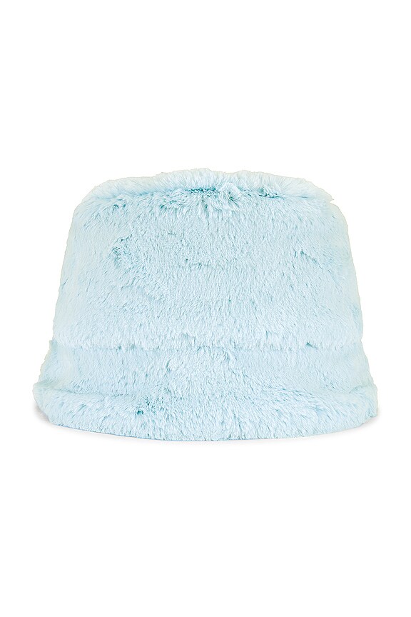 view 2 of 3 Faux Fur Bucket Hat in Baby Blue
