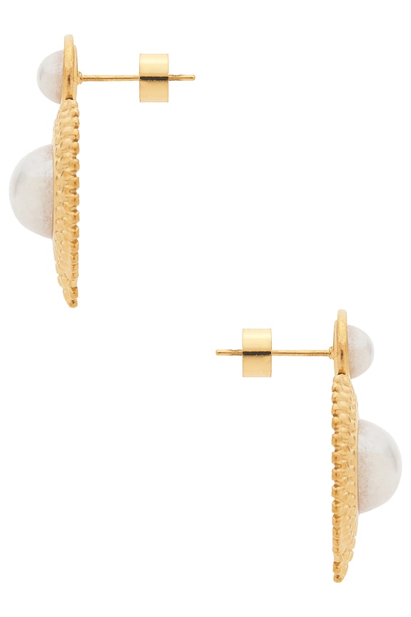 view 2 of 2 PENDIENTES DE TACHUELA in Gold & Ivory