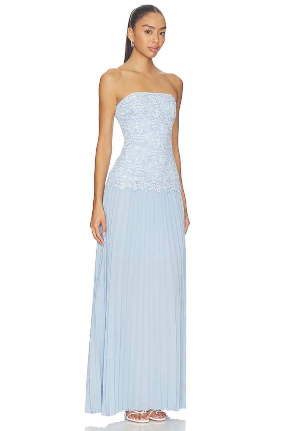 view 2 of 4 Cody Two Tone Lace Pleat Dress in Light Blue & White