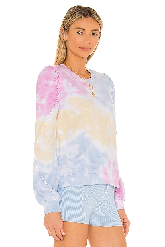 view 2 of 4 Heidi Ruffle Tie Dye Sweatshirt in Pastel Rainbow Tie Dye