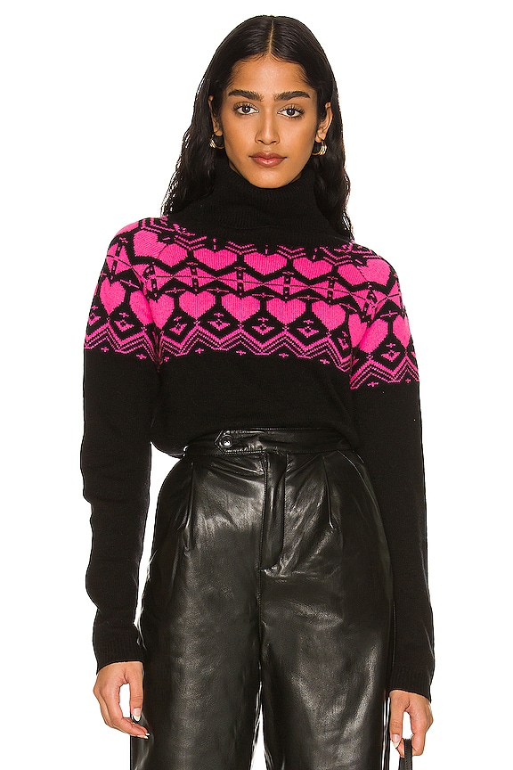 view 1 of 4 Colorado Heart Sweater in Black & Brilliant Pink