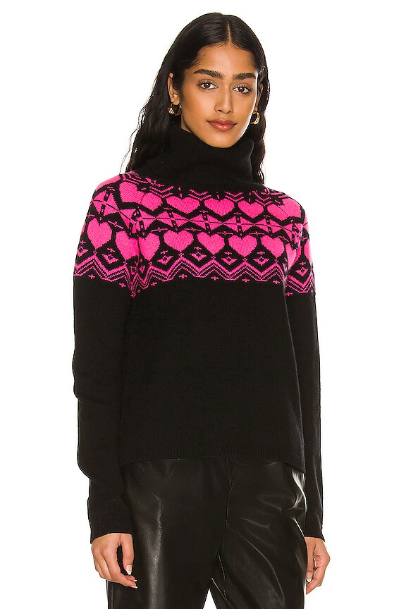 view 2 of 4 Colorado Heart Sweater in Black & Brilliant Pink