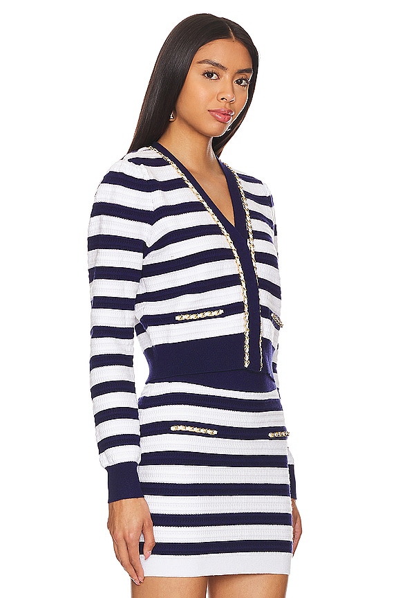 view 2 of 5 Victoria Chain Cardigan in Cream & Navy