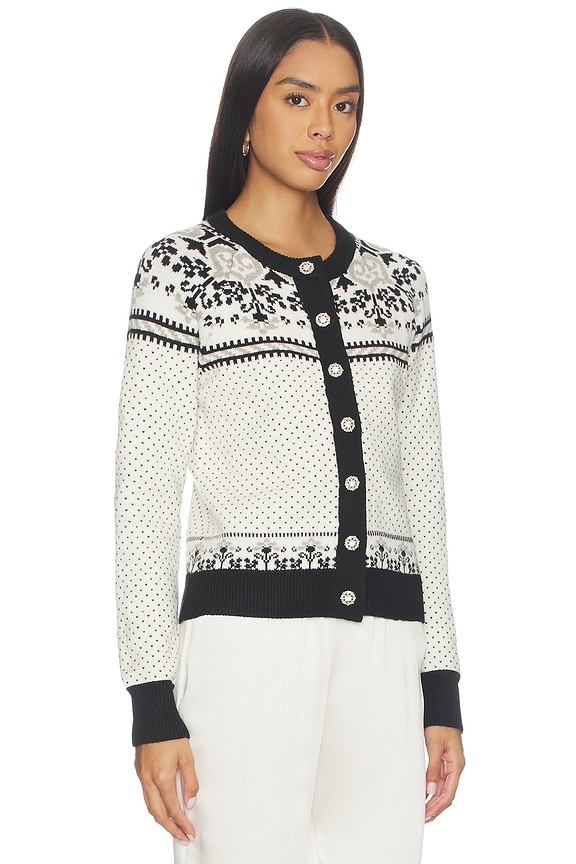 view 2 of 5 Sade Fairisle Cardigan in Black, Ivory & Grey