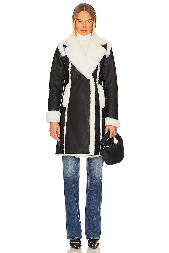 view 2 of 4 Vienna Faux Fur Shearling Coat in Black & White