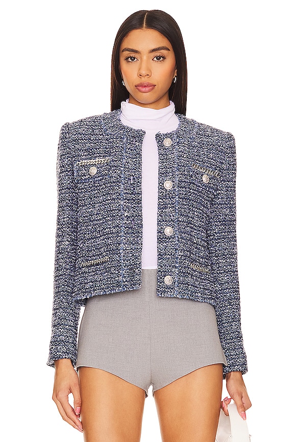 view 2 of 6 BLOUSON EN TWEED KRISTEN in Indigo & White