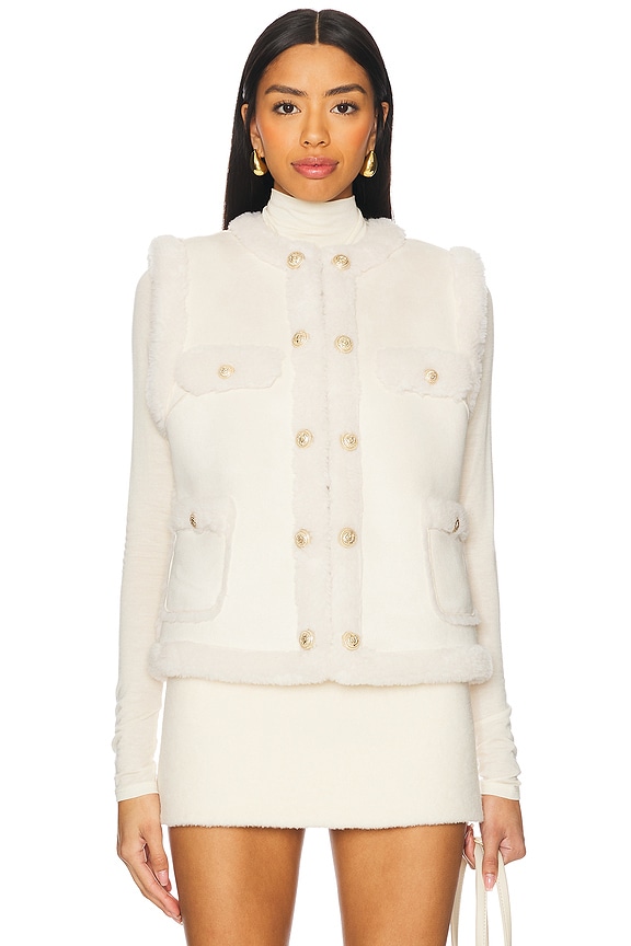 view 2 of 6 Chad Faux Suede Shearling Vest in Snow & White