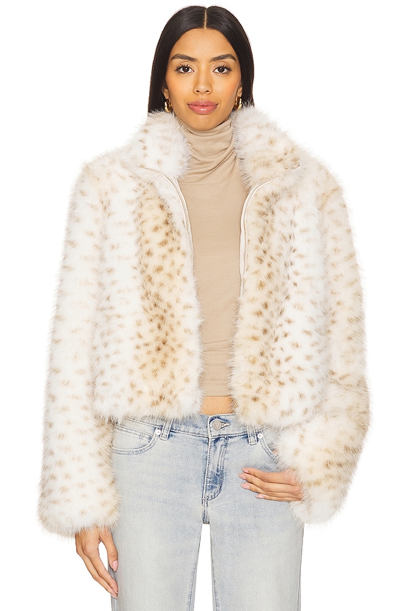 view 1 of 5 Georgina Leopard Faux Fur Jacket in Snow Leopard