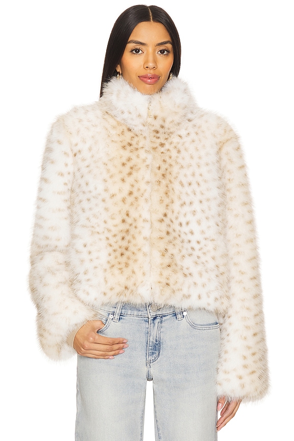 view 2 of 5 Georgina Leopard Faux Fur Jacket in Snow Leopard