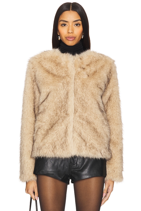 view 2 of 5 BLOUSON IMITATION FOURRURE LUCAS in Brown & Black