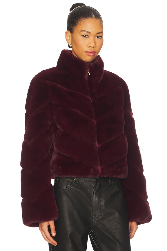 view 2 of 4 Brianna Faux Fur Jacket in Cabernet